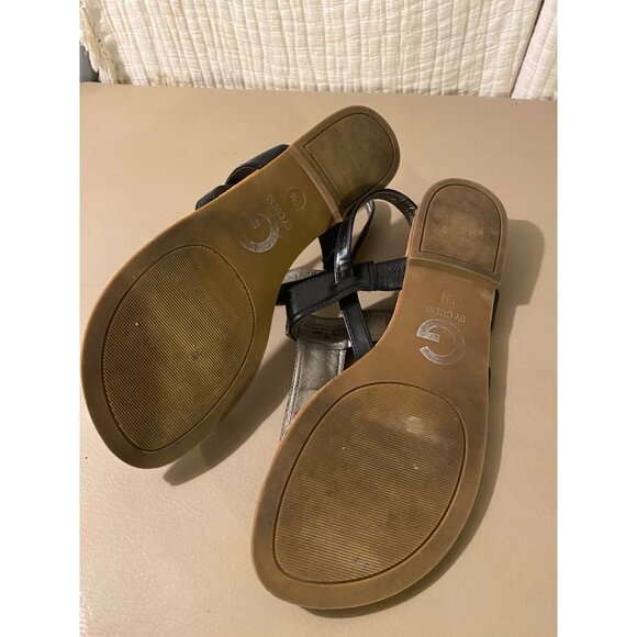 G by Guess Womens Sandals Size 9M Black Leather with Silver Buckle Decor Casual - Picture 6 of 11